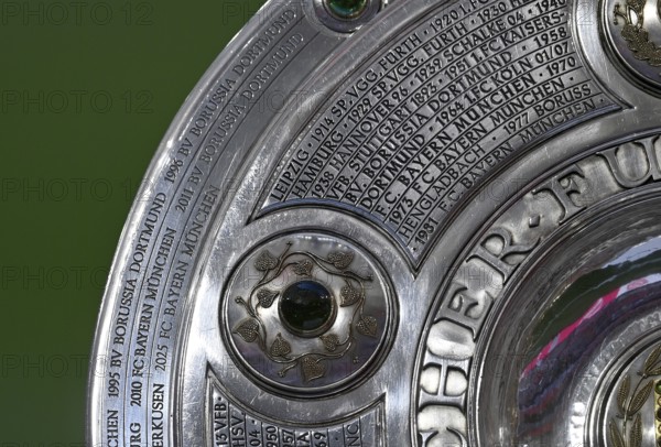 Bundesliga Meisterschale, cup, trophy, detail, close-up, only one place left for 2026, Allianz Arena, Munich, Bavaria, Germany