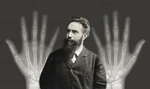 Portrait of Wilhelm Conrad Röntgen, 1845 – 1923, German mechanical engineer and physicist, digitally edited