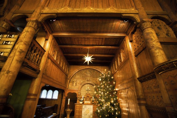 The Protestant Gustav Adolf Stave Church, Hahnenklee, Harz region, Germany, Europe, Die Gustav-Adolf-Stabkirche in Goslar-Hahnenklee, Harz, Niedersachsen, Deutschland, Europa
