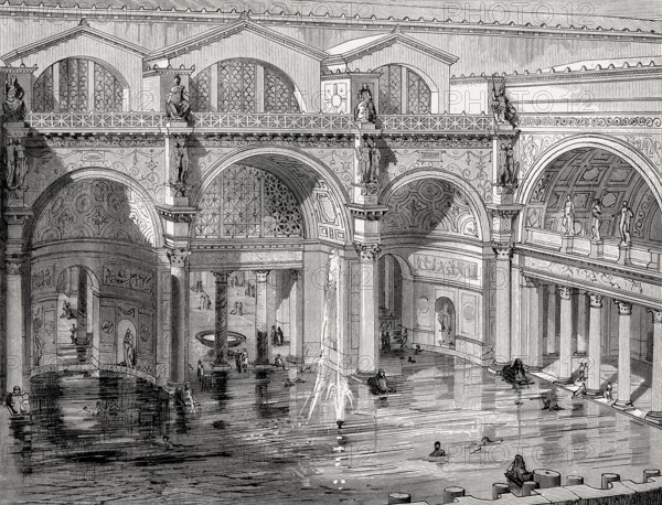 The Baths of Caracalla in ancient Rome, Italy, Reconstruction