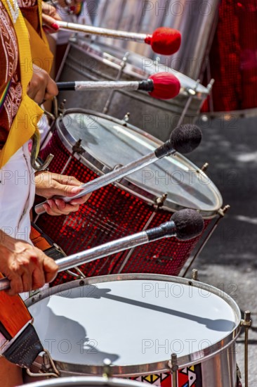 Traditional street carnival in Brazil with its colorful drums, Belo Horizonte, Minas Gerais, Brazil