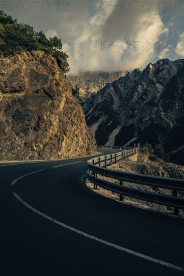 Hahntennjoch pass road in Tyrol in Lechtal, Austria