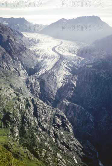 Aletsch Glacier, Great Aletsch Glacier, Bernese Alps, Switzerland, Europe around 1960