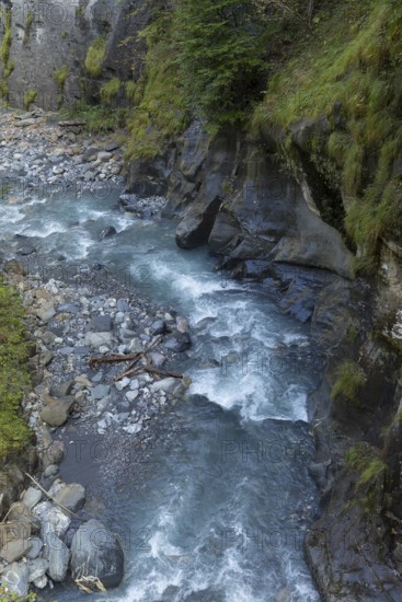 River Tamina in the gorge at the bathhouse of Bad Pfäfers, St. Gallen, Switzerland