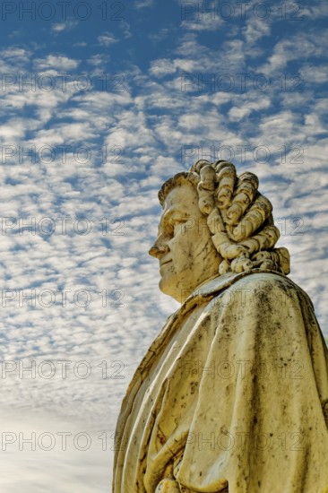 Bach monument by sculptor Heinrich Pohlmann, monument to Johann Sebastian Bach, musician and composer, Bachplatz, Köthen, Saxony-Anhalt, Germany