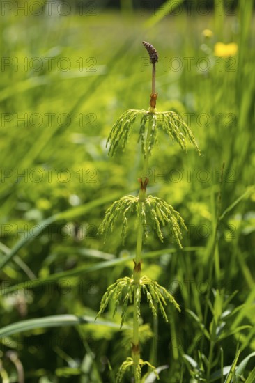 Meadow horsetail (Equisetum pratense), habit, mountain meadows in the Eastern Ore Mountains, here the Klengel meadow on the Geisingberg, Altenberg, Saxony, Germany