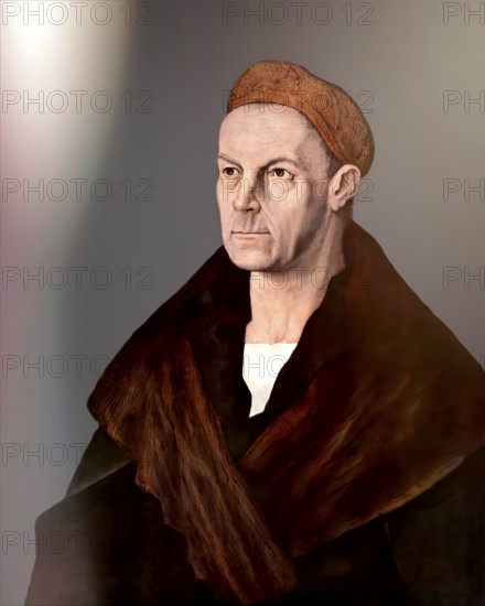 Portrait of Jakob Fugger, 1459, 1525, German businessman, digitally edited according to a painting by Albrecht Dürer, 1518