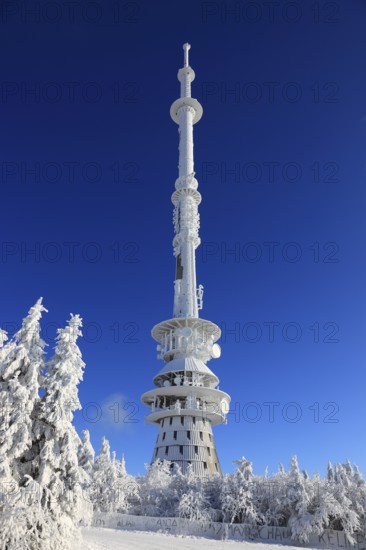 Ochsenkopf transmitter and radio relay node, TV tower, Fichtelgebirge, Bayreuth district, Upper Franconia, Bavaria, Germany