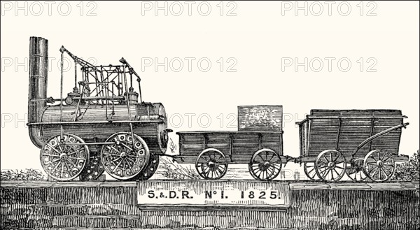 Locomotion No. 1, an early steam locomotive built in 1825 by Robert Stephenson and Company