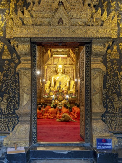 Buddha image at Wat Xieng Thong Sim ordination hall, Luang Prabang, Laos