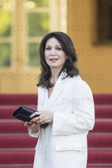 Iris Berben (actress) arriving at the festive dinner to mark the 60th anniversary of the establishment of diplomatic relations between the Federal Republic of Germany and the State of Israel on 12 May 1965 at Bellevue Palace. The dinner, hosted by Federal President Frank-Walter Steinmeier and First Lady Elke Büdenbender, will also be attended by the President of the State of Israel Isaac Herzog and his woman Michal Herzog. Berlin, 12.05.2025