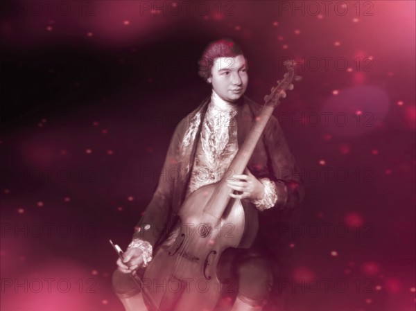 Carl Friedrich Abel, 1723? – 1787, German composer, digitally edited according to a painting by Thomas Gainsborough