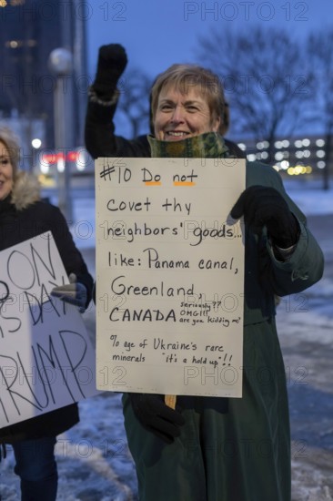 Detroit, Michigan USA - 17 February 2025 - People say 'No Kings on Presidents Day' in response to what they say are President Trump's and Elon Musk's undemocratic actions. The event was organized by 50501