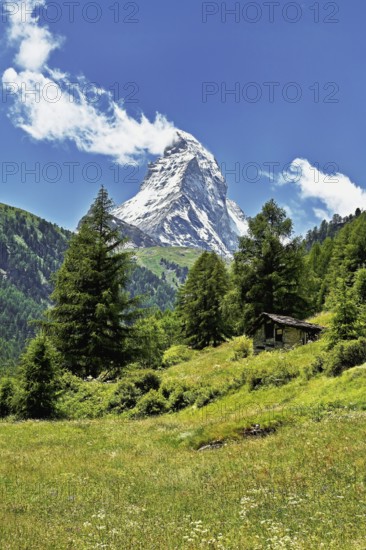 Matterhorn with a cloud flag, Zermatt, Valais, Switzerland