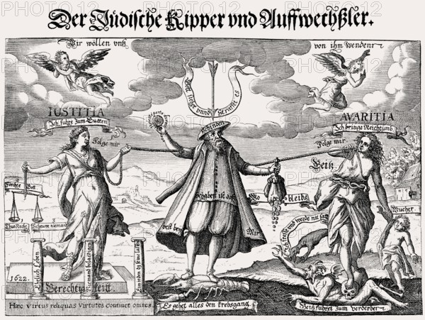 Antisemitic progaganda on the Tipper and See-saw or Kipper und Wipper, German Financial Meltdown of 1621-23