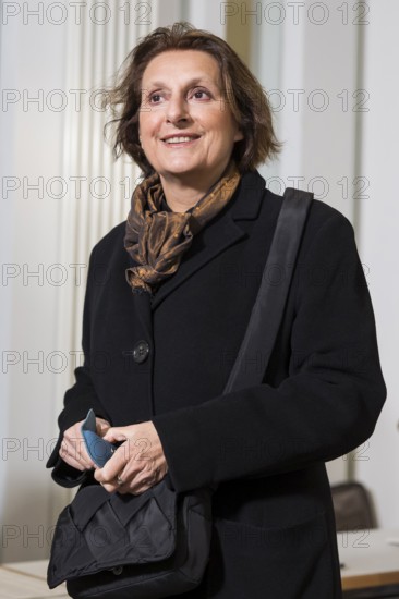 Britta Ernst, woman of Olaf Scholz (Chancellor of the Federal Republic of Germany, SPD) arriving at the polling station of the Potsdam Chamber of Commerce and Industry on 23 February 2025 for the election to the 21st Bundestag