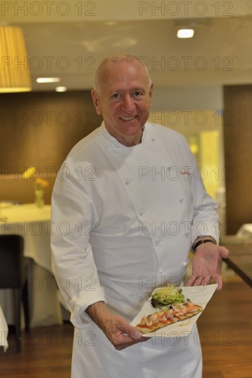 Star chef Carlos Gaig, one Michelin star, in his Restaurante Gaig, Barcelona, ??Catalonia, Spain