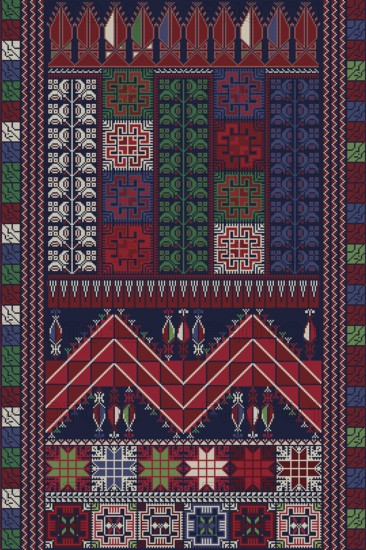 Traditional Palestinian Tatreez, seamless pattern vector template