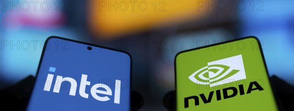 Nvidia and Intel logo is displayed on smartphone