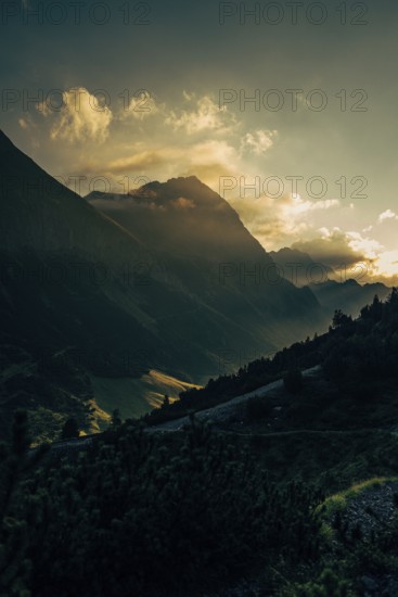 Hahntennjoch pass road in Tyrol in Lechtal, Austria