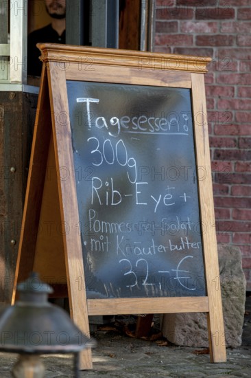 Daily meal on a table in front of an inn, Riegel am Kaiserstuhl, Baden-Württemberg, Germany