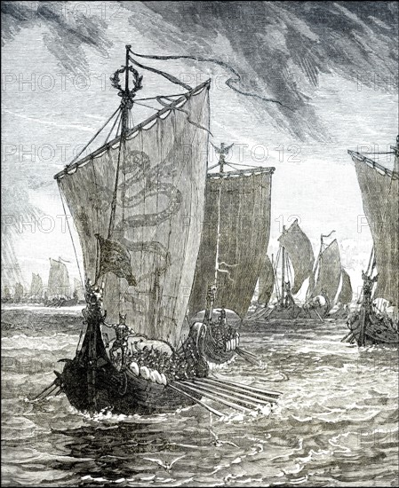 The Danish King Anlaff Sails from Ireland with Cumbrian and Scottish Allies and enters the Humber, Olaf Guthfrithsson or Anaff, Ánláf, Amlaíb mac Gofraid, Guthfrithson, died 941, King of Dublin