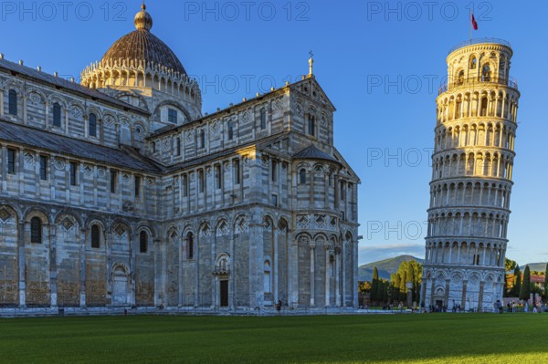 The Cathedral of Santa Maria Assunta and the Leaning Tower in the evening light, Pisa, Tuscany, Italy