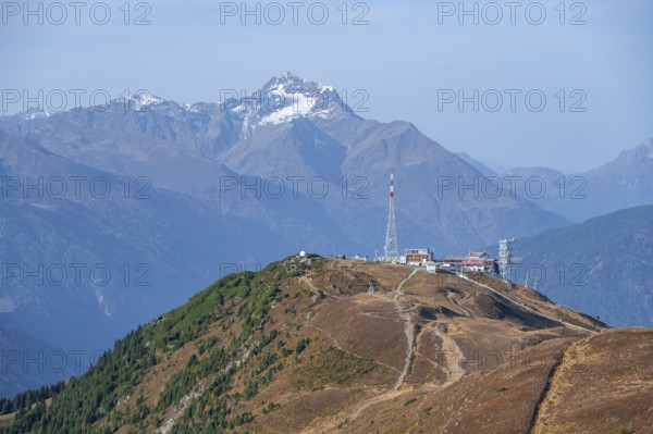 Venet mountain station and summit, Venet mountain railway, behindHoher Riffler, Ötztal Alps, Tyrol, Austria