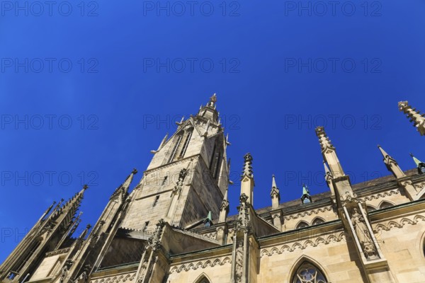 St Mary's Church Reutlingen, sacred building built from 1247 to 1343, cultural monument, Gothic church, Reformation church, Protestant church, place of worship, Christian architecture, main tower, church tower, restored in neo-Gothic style, Reutlingen, Baden-Württemberg, Germany