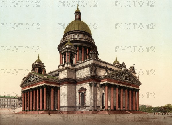 St Isaac's Cathedral, Cathedral of St Isaac of Dalmatia, largest church in St Petersburg, Russia, 1890, Historical, digitally restored reproduction from a 19th century original, Record date not stated