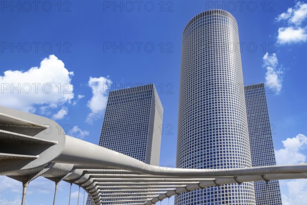 Tel Aviv, Israel, 15 April, 2022: Tel Aviv financial business district skyline with shopping malls and high tech offices