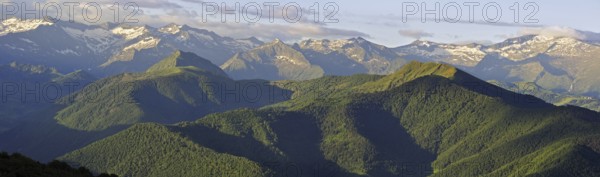 Mountain ranges seen east from the Col de Portel, Midi-Pyrénées, Pyrenees, France