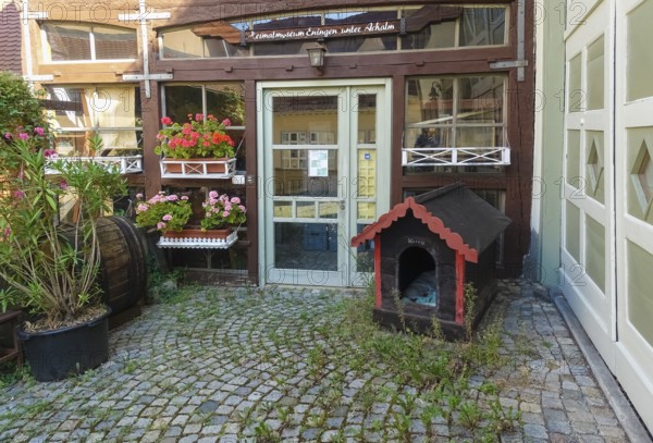 Museum of local history Eningen, exhibition building, door, entrance, Eningen unter Achalm, Baden-Württemberg, Germany