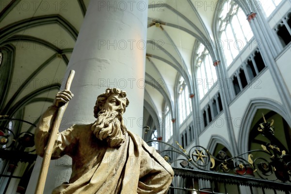 St Thomas the Apostle in Altenberg Cathedral, Bergischer Dom, former monastery church of Altenberg Abbey, built by the Cistercians in 1133, Rheinisch-Bergischer Kreis, administrative district of Cologne, North Rhine-Westphalia, Germany