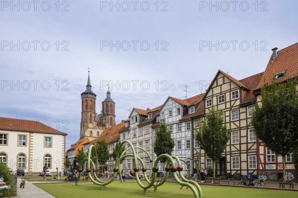 Old Town Playground at the Historical SUB, Göttingen cityscape, Göttingen, Lower Saxony, Germany
