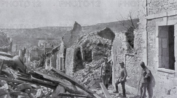 Ruins of Craonne city after the battle, Chemin des Dames, May 1917, Aisne department, Hauts-de-France Region, France