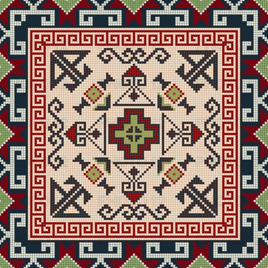 Traditional Georgian folk art embroidery vector pattern