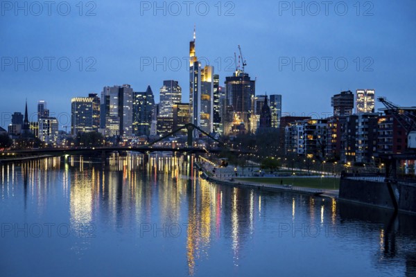 Skyline of Frankfurt am Main, skyscrapers, business and banking district in the city centre, Hesse, Germany