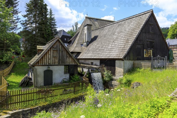 Technical Museum Frohnauer Hammer, exterior view of the forge, Annaberg-Buchholz, Erzgebirge, Saxony, Germany