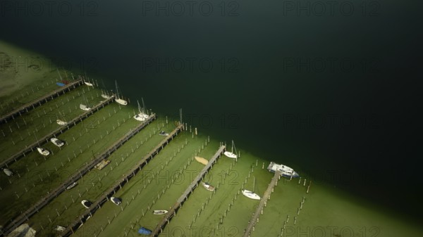 Extremely low water on the island of Reichenau in Lake Constance April 2025