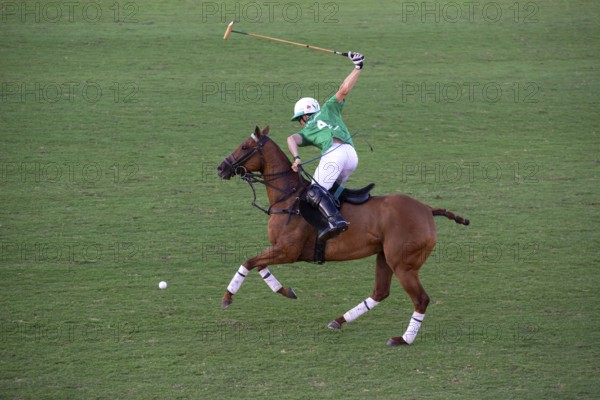 Scene from the 131st Argentine Open Polo Championship (Spanish: Campeonato Argentino Abierto de Polo), Bartolomé Castagnola from team La Natividad in the match against Indios Chapaleufú on 23/11/2024, Palermo, Buenos Aires, Argentina