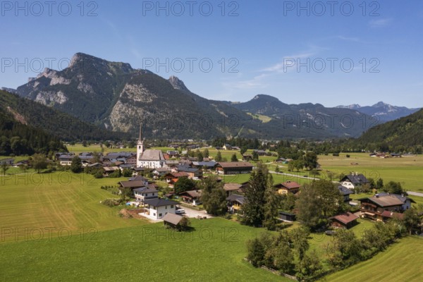 Drone image, Sankt Martin bei Lofer, Saalachtal, Pinzgau, Salzburg province, Austria