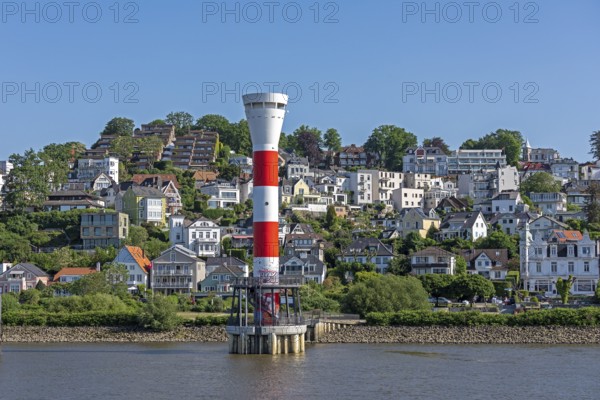Lighthouse, houses, hill, Blankenese, Hamburg, Germany