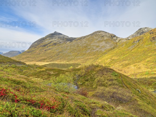 Lake in Valldalen valley, Reinheimen National Park, mountains, autumn, Møre og Romsdal, Norway
