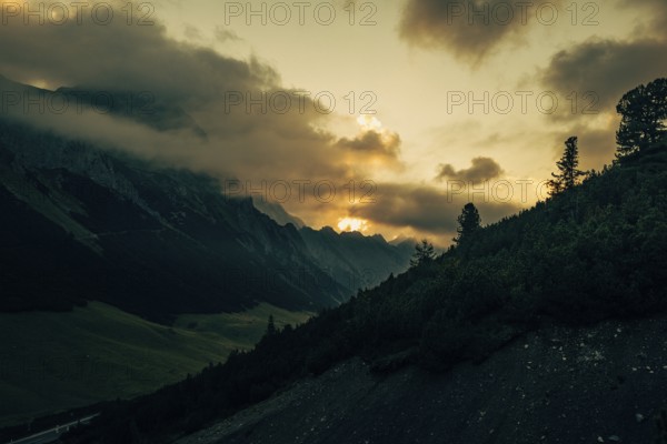 Hahntennjoch pass road in Tyrol in Lechtal, Austria