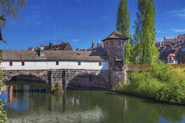 Pegnitz and Hangman's Bridge in Nuremberg, Germany