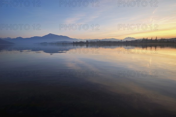 Sunset at Lake Zug, Pilatus in the background, Cham, Canton Zug, Switzerland