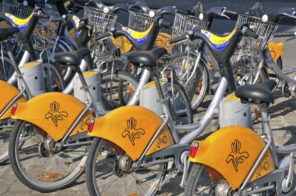 Villo hire bikes at Midi station, Brussels, Belgium