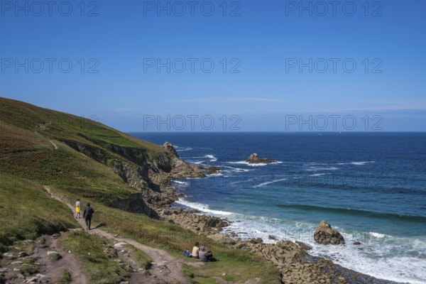 Plogoff, Brittany, France - Hiking trail to the Pointe du Raz, the Grande Randonnée 34 coastal path, or GR34 for short, also known as the Publican's Trail, is a long-distance hiking route of around 2, 000 kilometres that goes all the way around Brittany