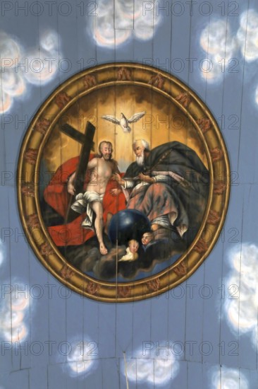 Ceiling painting, Cathedral of the Rhön, Protestant church, Helmershausen, municipality of Rhönblick, district of Schmalkalden-Meiningen, Thuringia, Germany